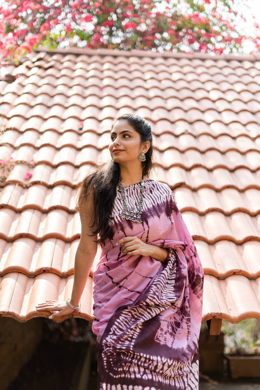 pink tie and dye saree