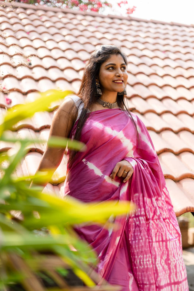 pink tie and dye saree online, pink tie and dye sarees