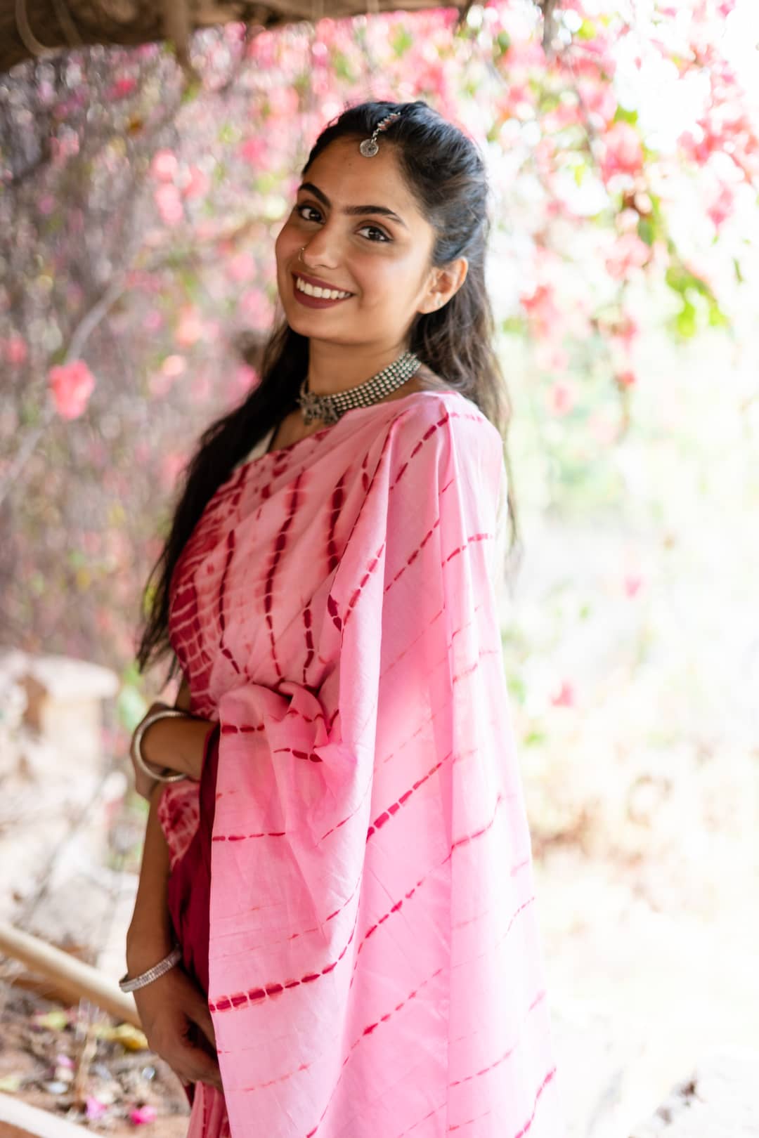 pink tie and dye sarees online