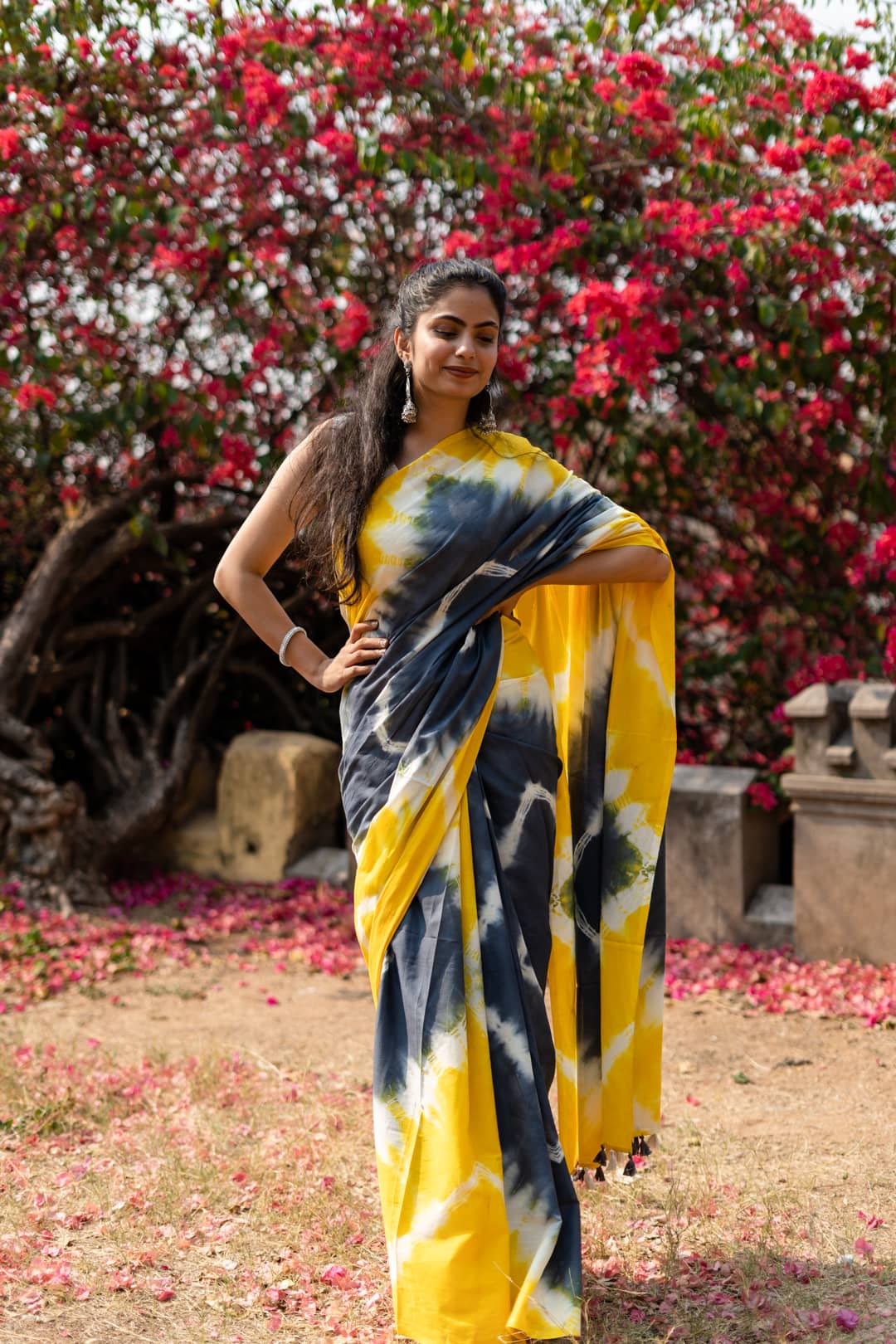 cotton tie and dye saree, shibori tie and dye saree
