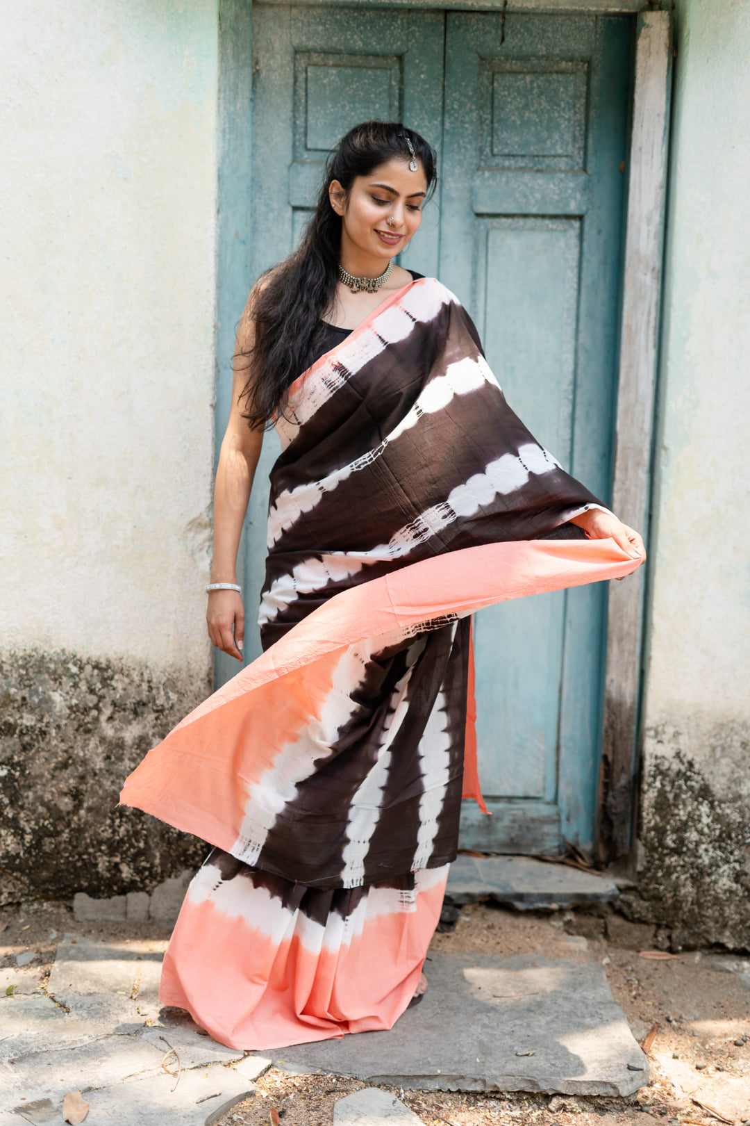 black tie and dye saree