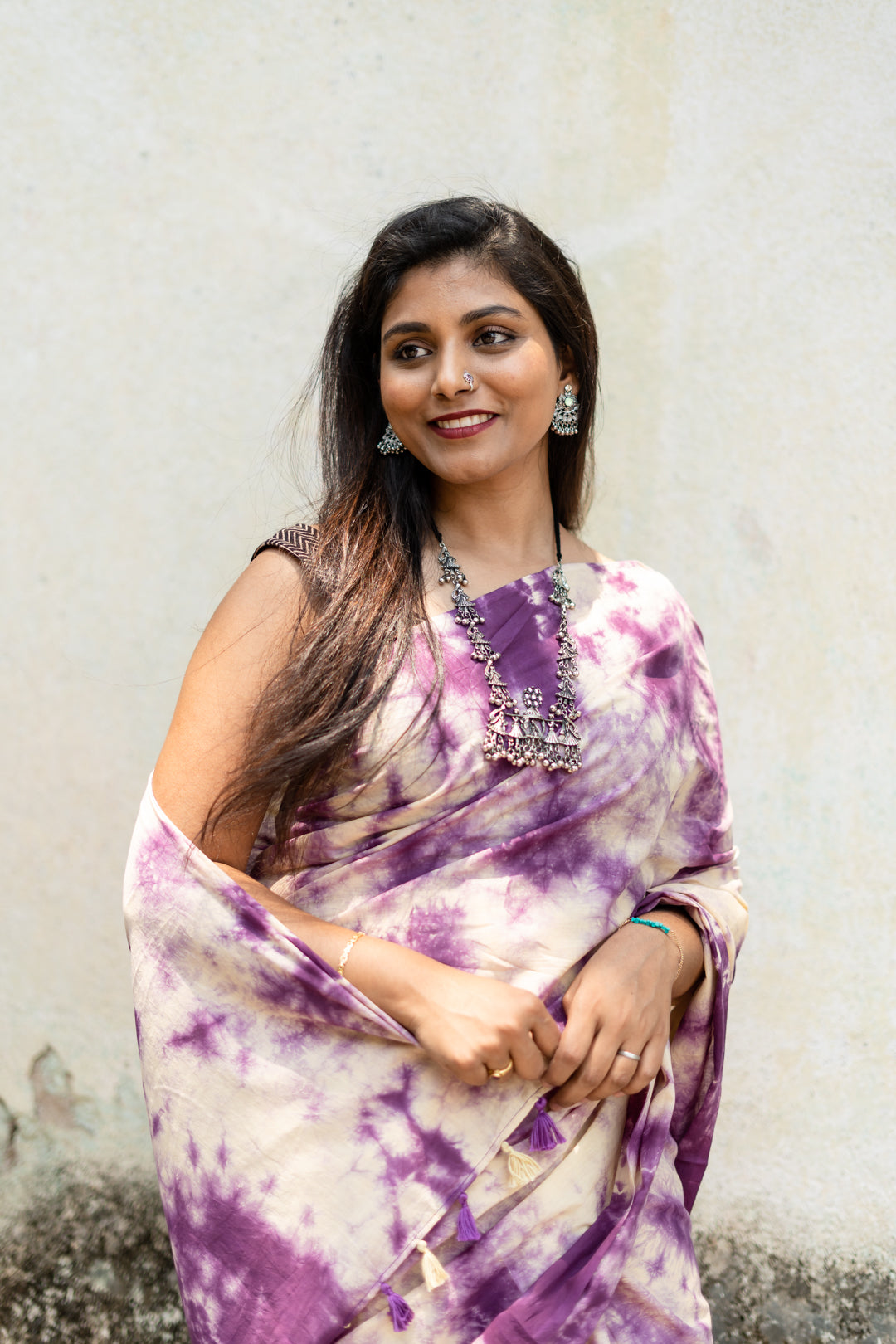 purple tie dye saree
