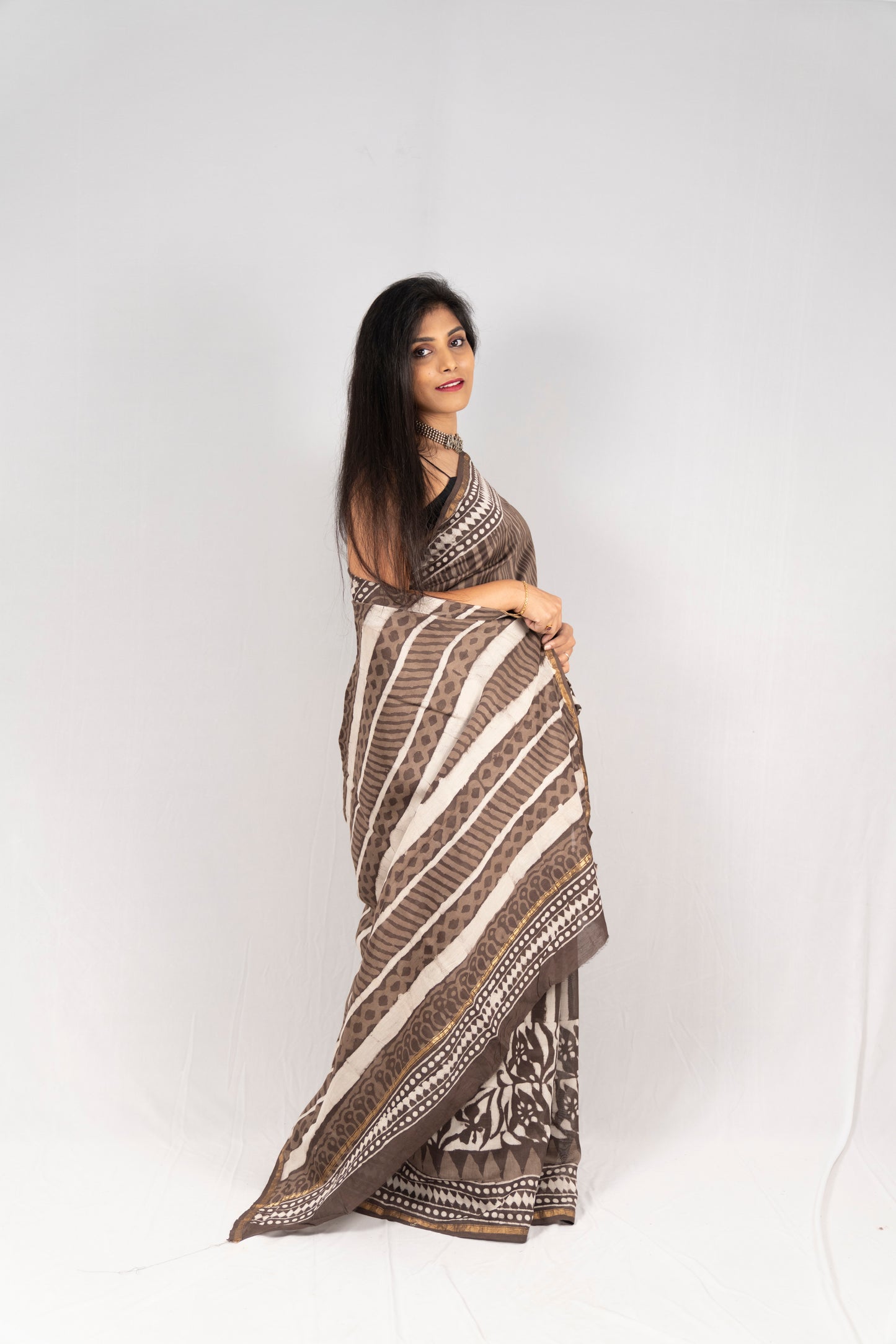 Chanderi Silk Hand Block Printed Saree, buy chanderi silk sarees online, chanderi sarees at best prices