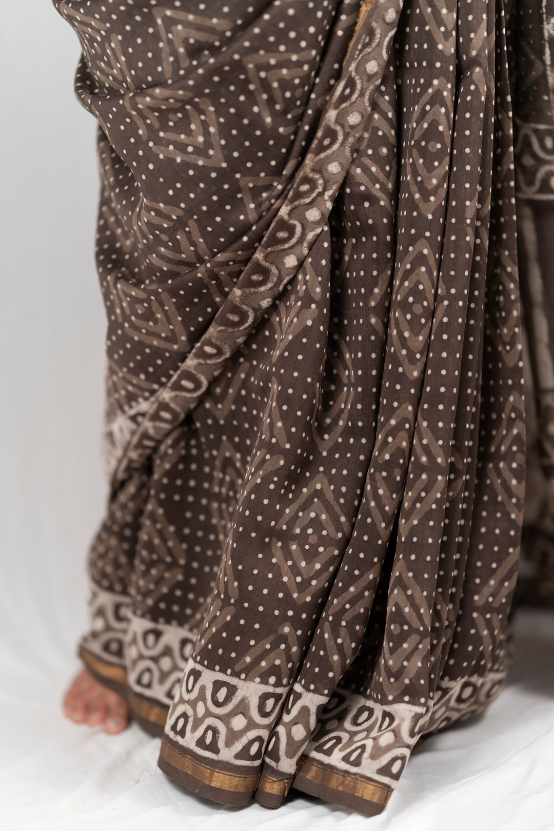 Chanderi Silk Hand Block Printed Saree - Anemone Vinkel