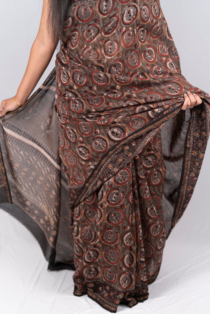 
                  
                    Chanderi Silk Hand Block Printed Saree - Anemone Vinkel
                  
                
