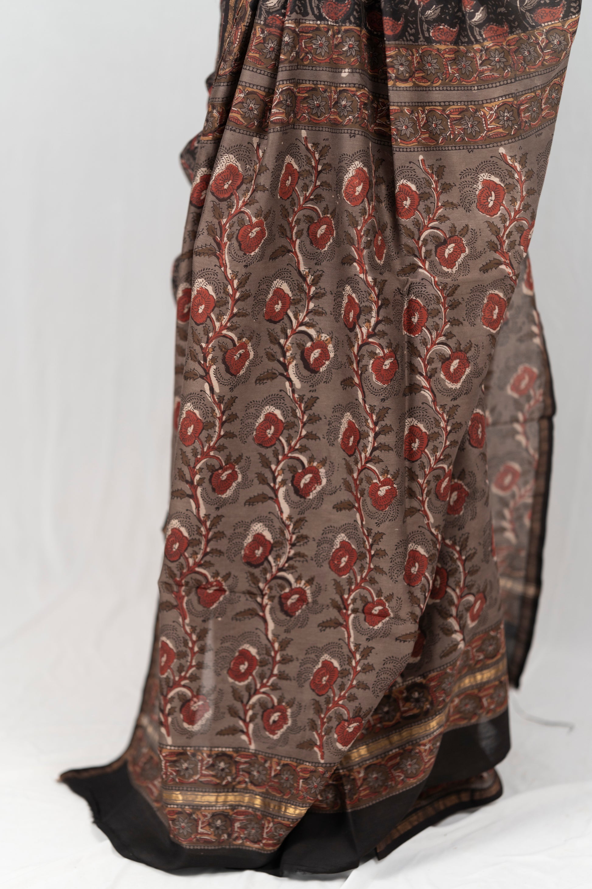 Chanderi Silk Hand Block Printed Saree - Anemone Vinkel