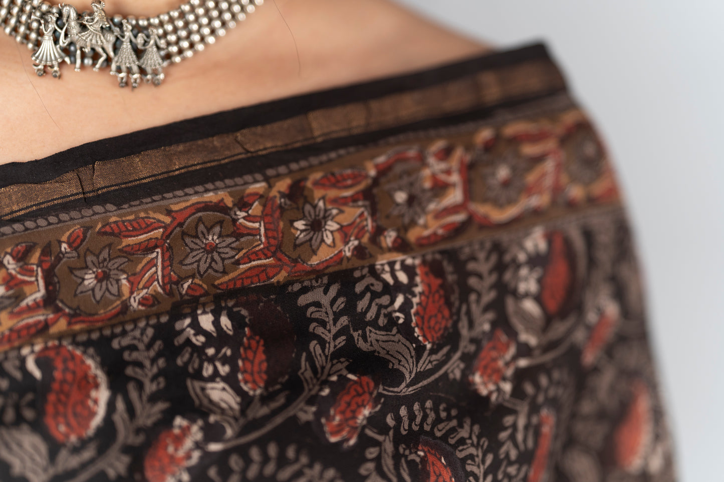 Chanderi Silk Hand Block Printed Saree - Anemone Vinkel
