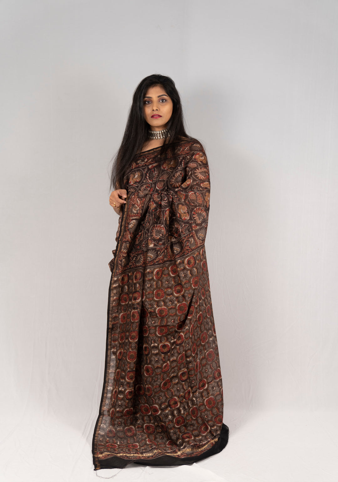Chanderi Silk Hand Block Printed Saree - Anemone Vinkel