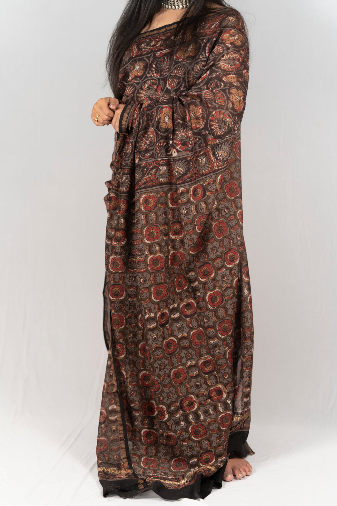 Chanderi Silk Hand Block Printed Saree - Anemone Vinkel