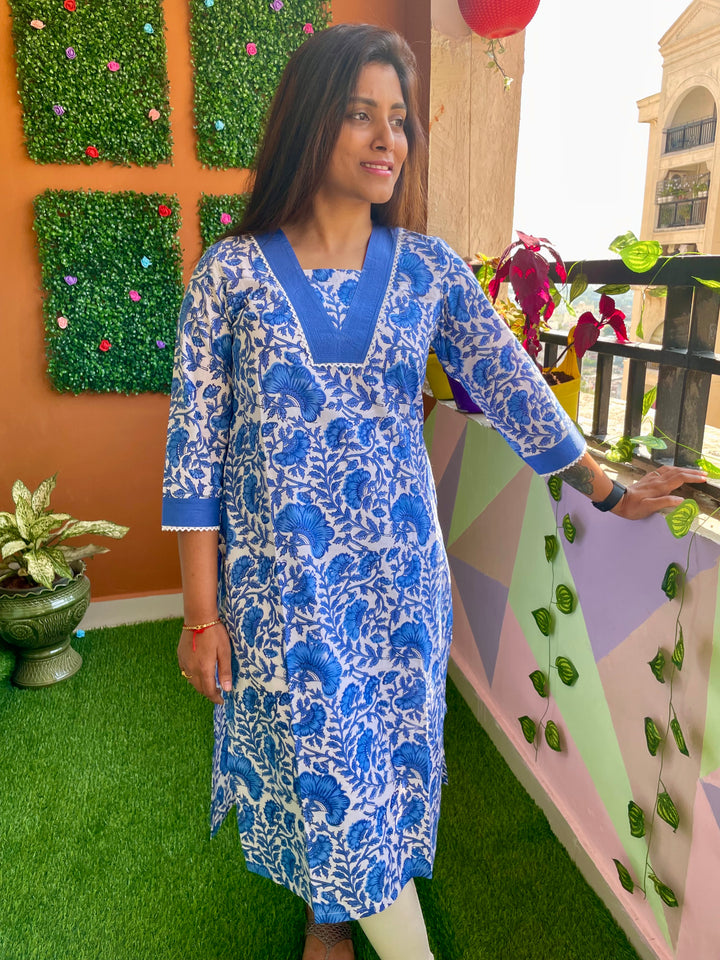 Neele Neele Ambar Par - Handloom Kurtis