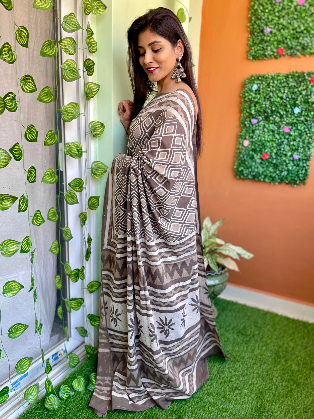 White Sage - Mul Cotton Saree